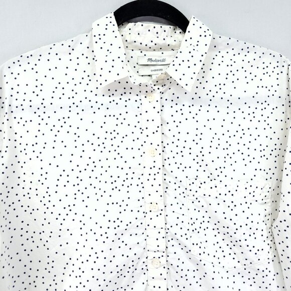Madewell Shirt Womens Small Oversized Polka Dot Button Up Long Sleeve Top - Picture 3 of 15